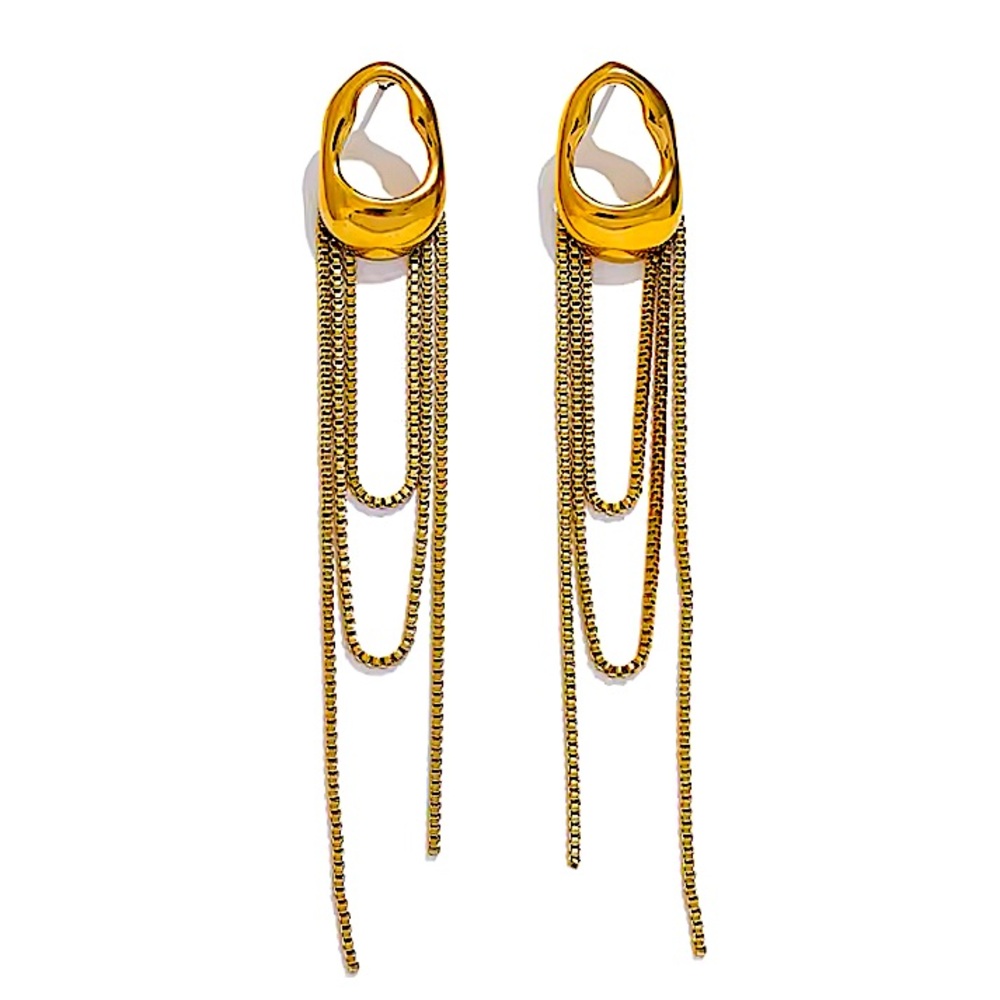 Gold Stainless Steel Silver Geometric Dangle Earrings
